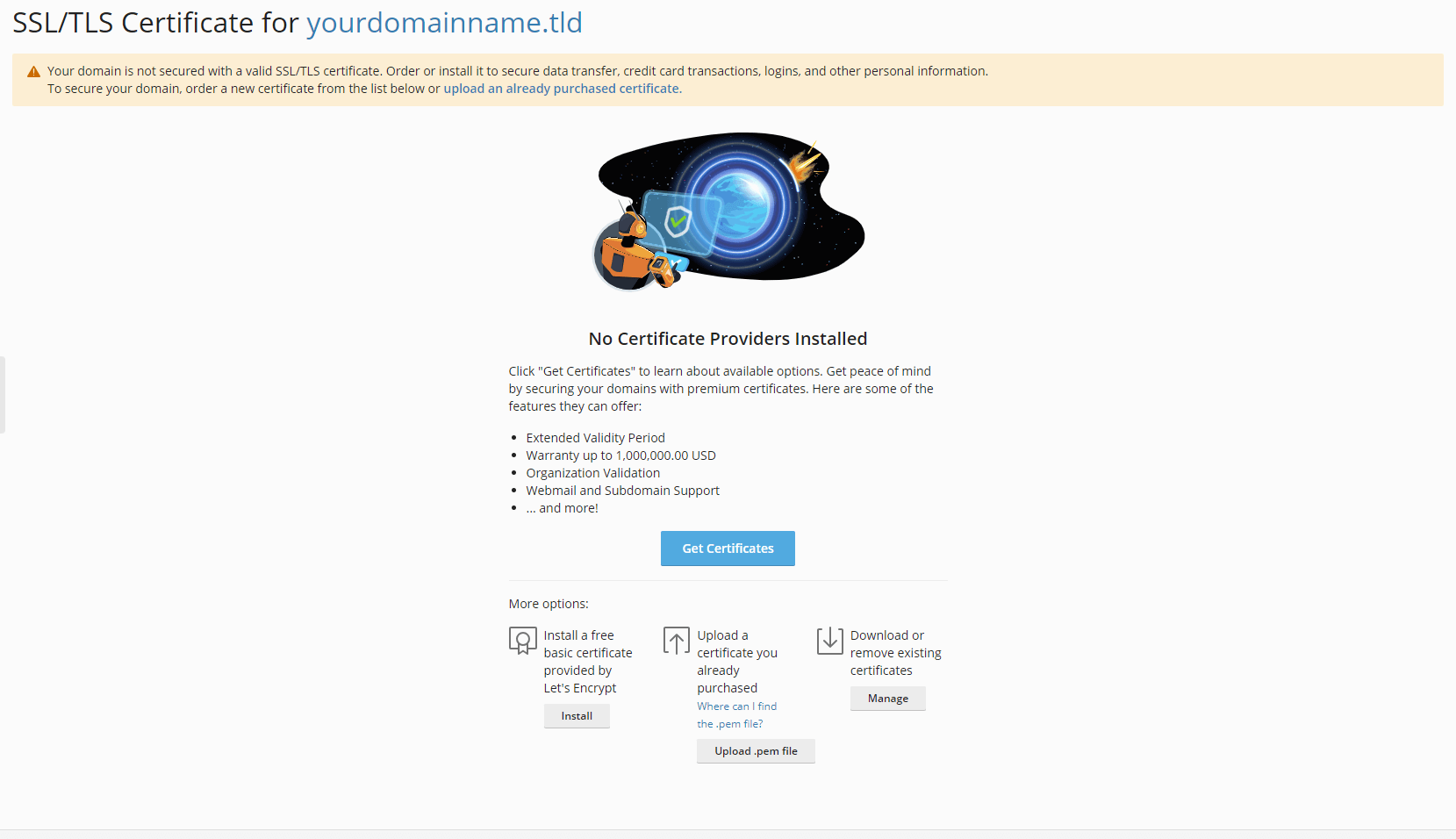 Plesk add SSL/TLS Certificate